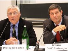 Dieter Imboden, Forschungsrats-Präsident des Schweizerischen Nationalfonds, und Mauro Dell' Ambrogio, Staatssekretär für Bildung und Forschung setzen auf Internationalität. (Bild: Alice Werner)