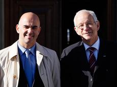 Die Einladung an die ETH dankend angenommen: Bundesrat Alain Berset (links) mit ETH-Präsident Ralph Eichler. (Bild: Giulia Marthaler / ETH Zürich)