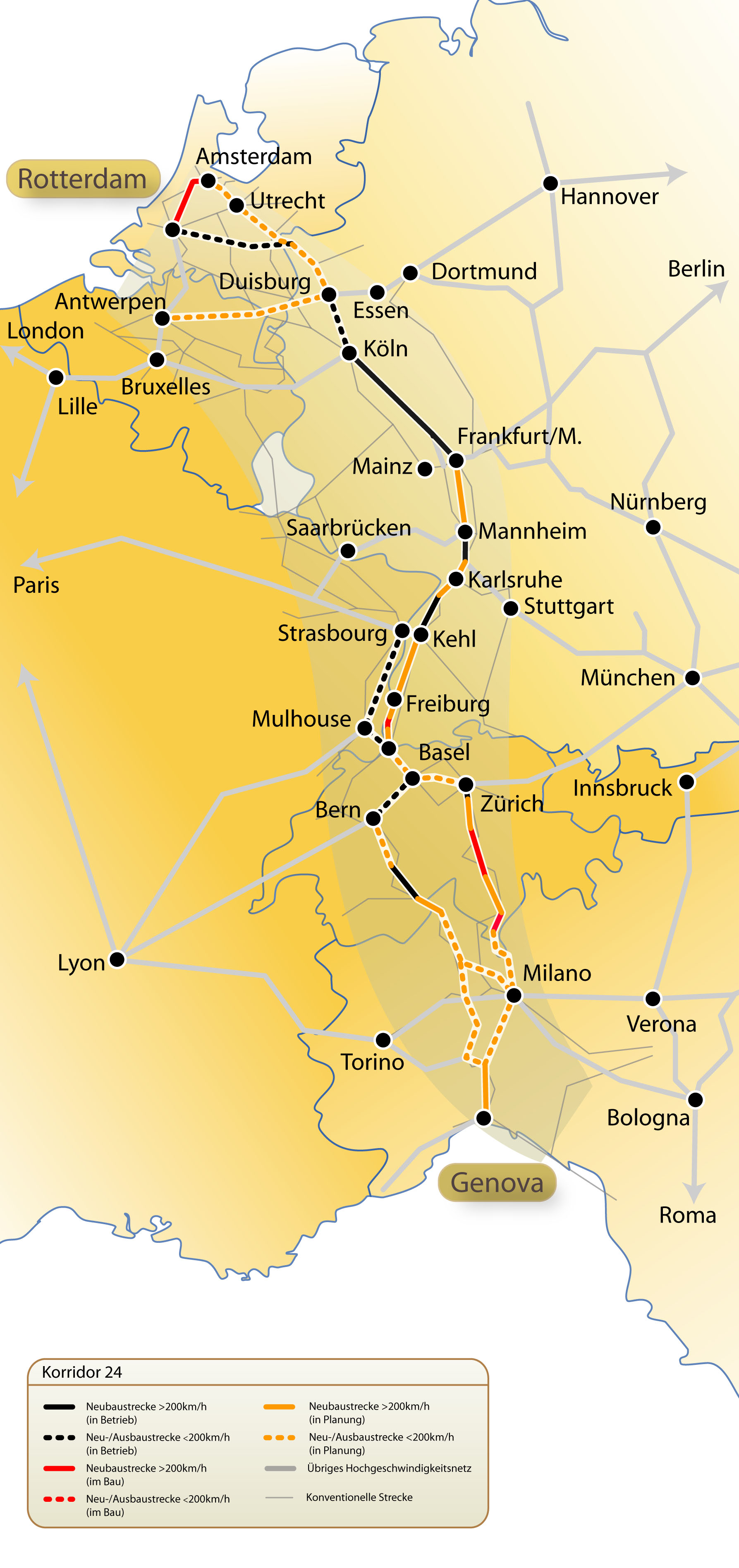 Der Korridor 24, wie die Strecke zwischen Genua und Rotterdam genannt wird, ist eine der wichtigsten europäischen Verkehrsachsen. (Bild: Bernd Scholl / ETH Zürich)