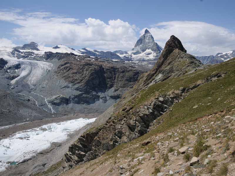 Der Gornergletscher schmilzt, das Matterhorn zerbröselt: Der Klimawandel bedroht Wahrzeichen der Walliser Alpen. (Bild: P. Rüegg / ETH Zürich)