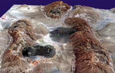 The salt from the subsurface of the Zagros is pushing through overlying rocks to the surface in some places and spreads in a similar manner as a glacier.  (Image: NASA)