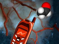 Therapeutischer Anruf stoppt die übermässige Bildung neuer Blutgefässe: Forscher der ETH Zürich haben ein «Cell Phone» entwickelt, das Zellen über Signalmoleküle miteinander kommunizieren lässt. (Grafik: Andrea Lingk / ETH Zürich)