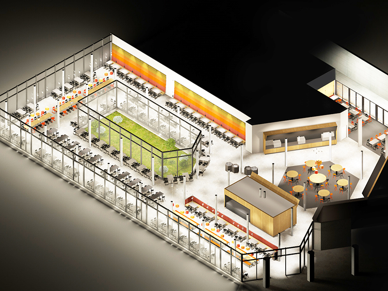In dieser 3D-Darstellung befindet sich der Foodmarket auf der rechten Seite. (Bild: ETH Zürich)
